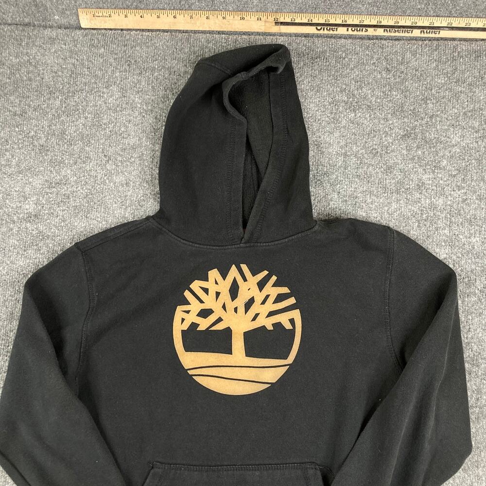 Timberland Hoodie Boys XL Black Pullover‎ Logo Sweatshirt Fleece Casual